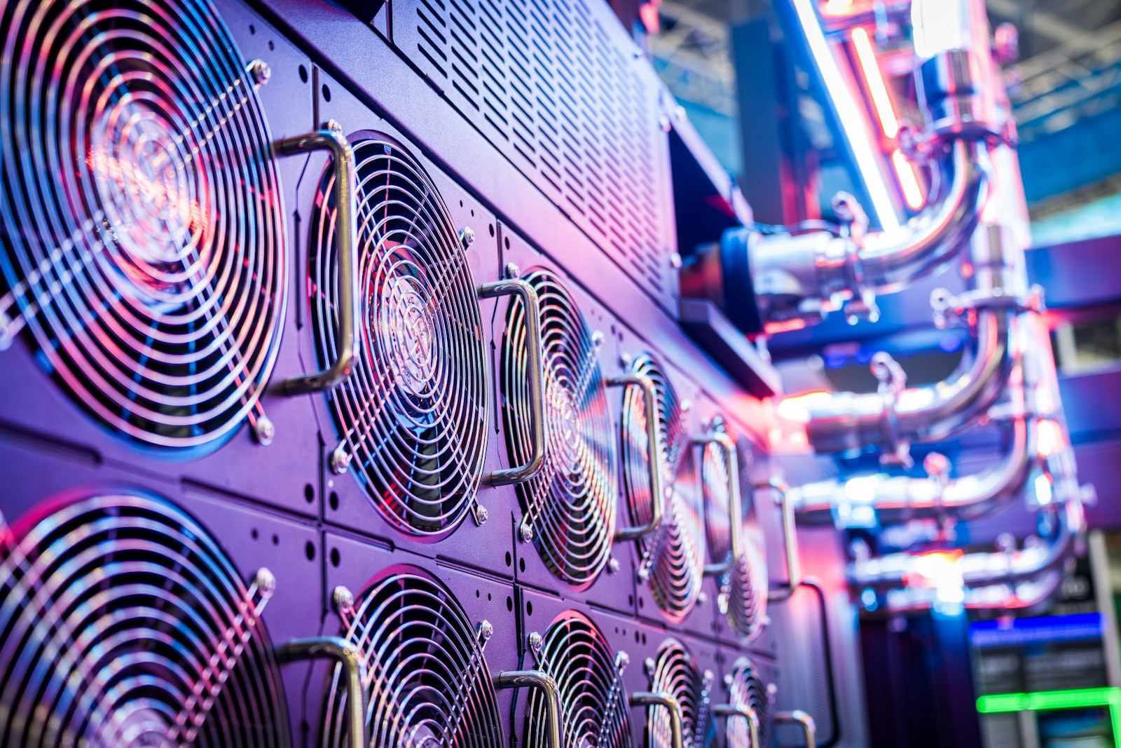 Close-up of server cooling fans inside a data centre