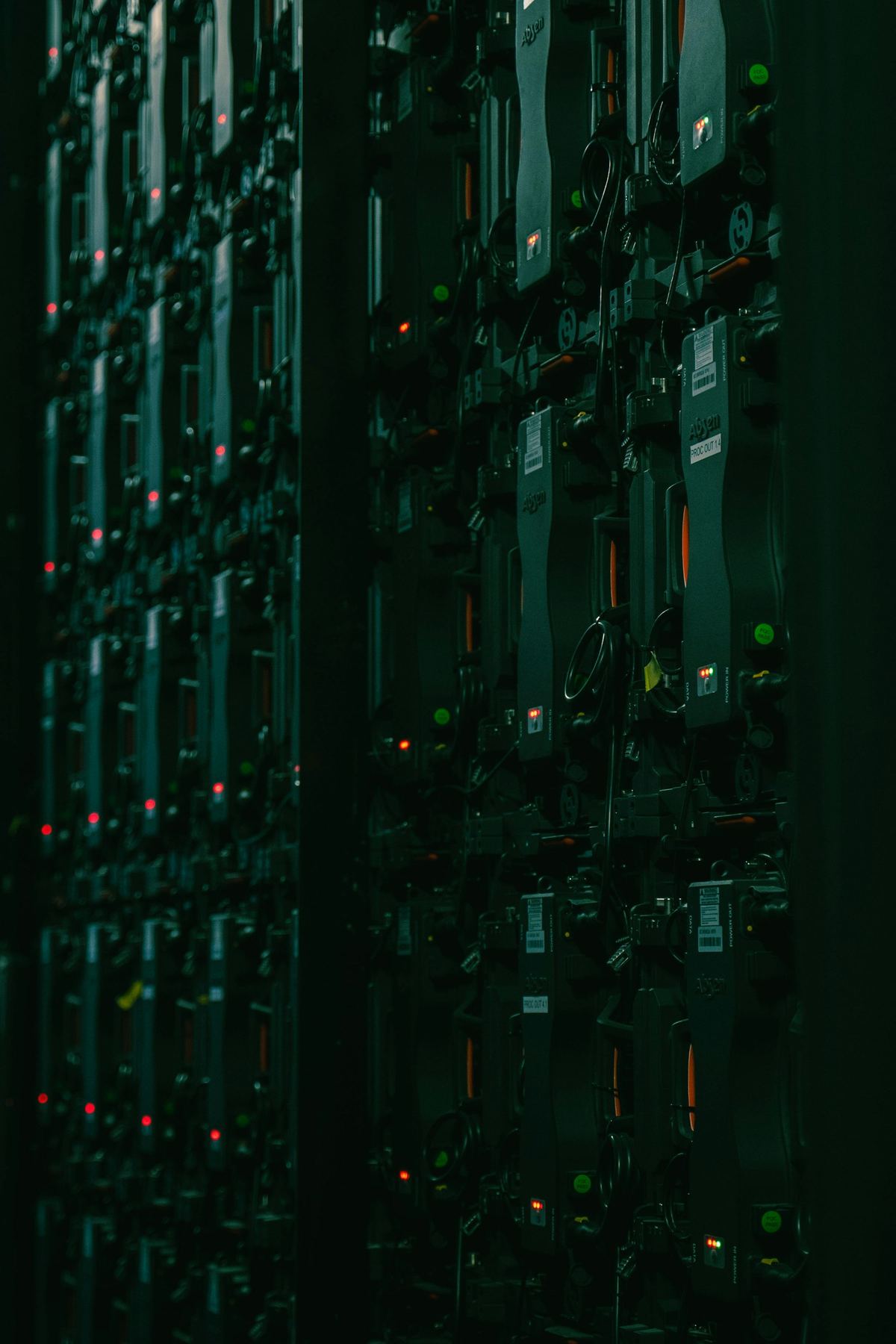 Data center equipment with status indicator lights