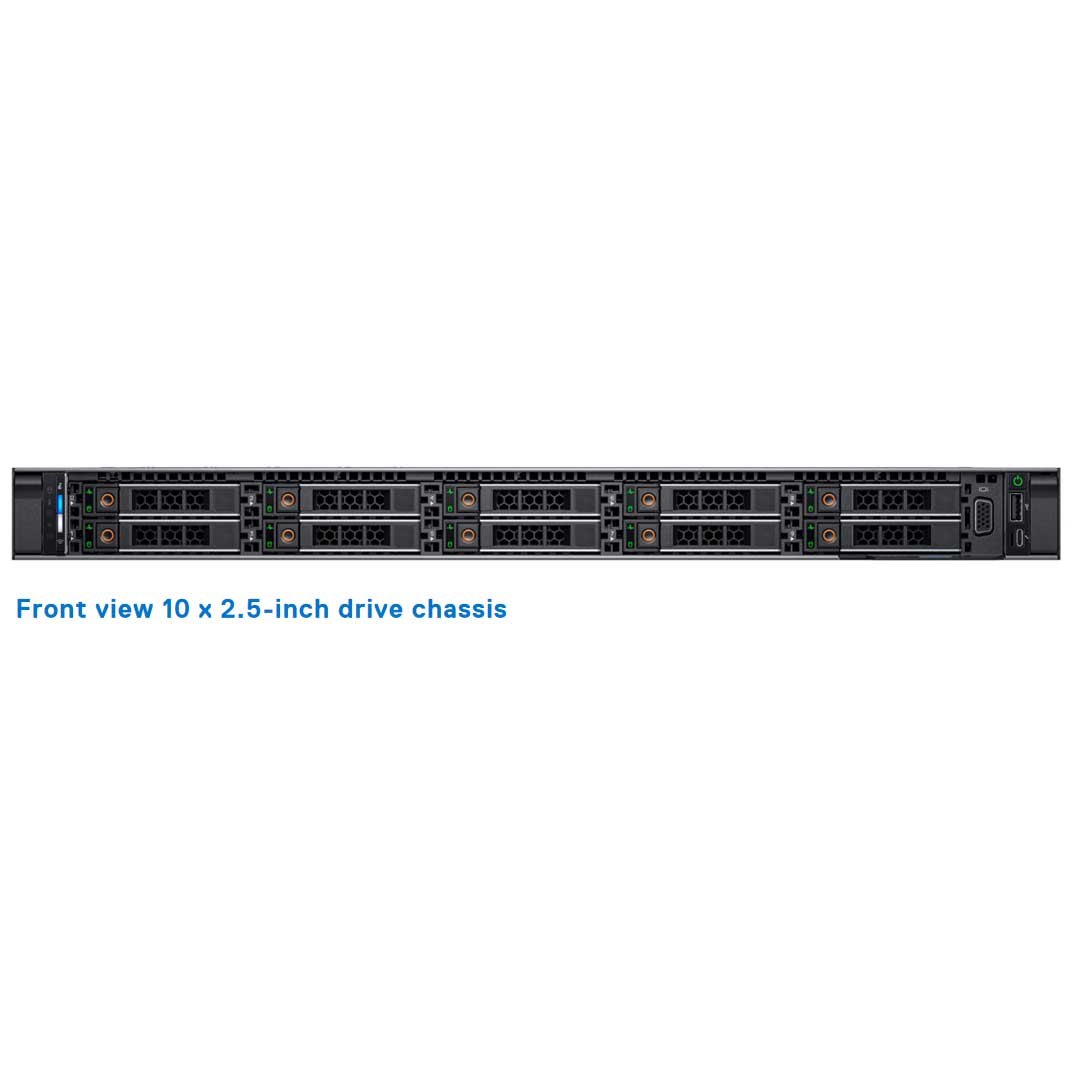 Dell PowerEdge R640 vista frontal — 10 baias de discos hot-swap de 2,5 polegadas