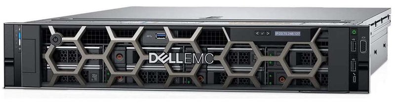 Dell PowerEdge R740 front view — 8x 3.5-inch hot-swap drive bays with security bezel