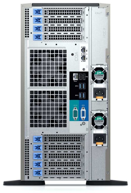 Dell PowerEdge T640 вид сзади — слоты PCIe и резервные блоки питания