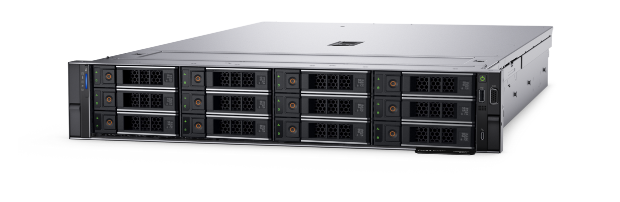 Dell PowerEdge R750 front view — 12x 2.5-inch hot-swap drive bays