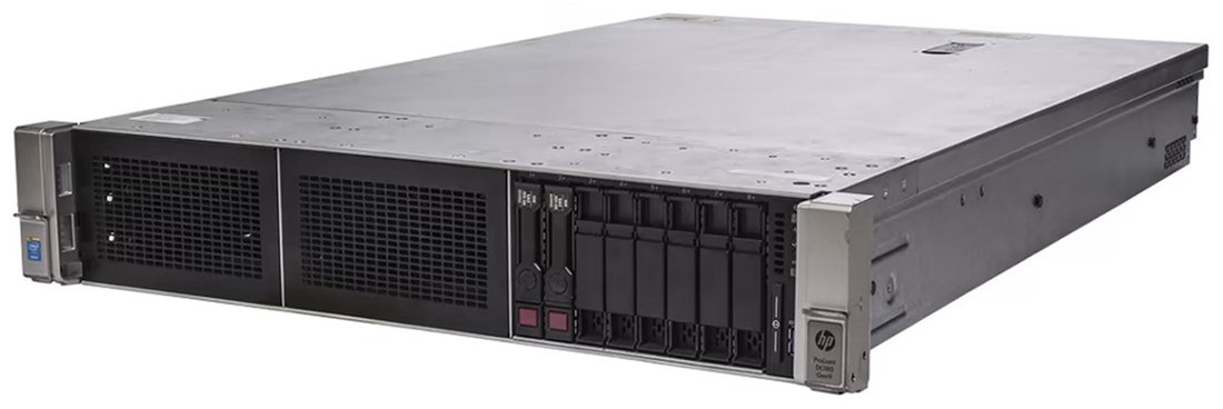 HPE ProLiant DL380 Gen9 front view — 8x SFF hot-swap drive bays with HPE bezel