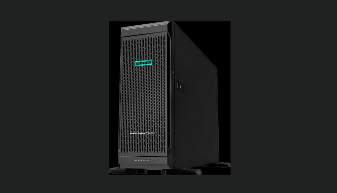 HPE ProLiant ML350 Gen10 front — tower form factor with hot-swap bays