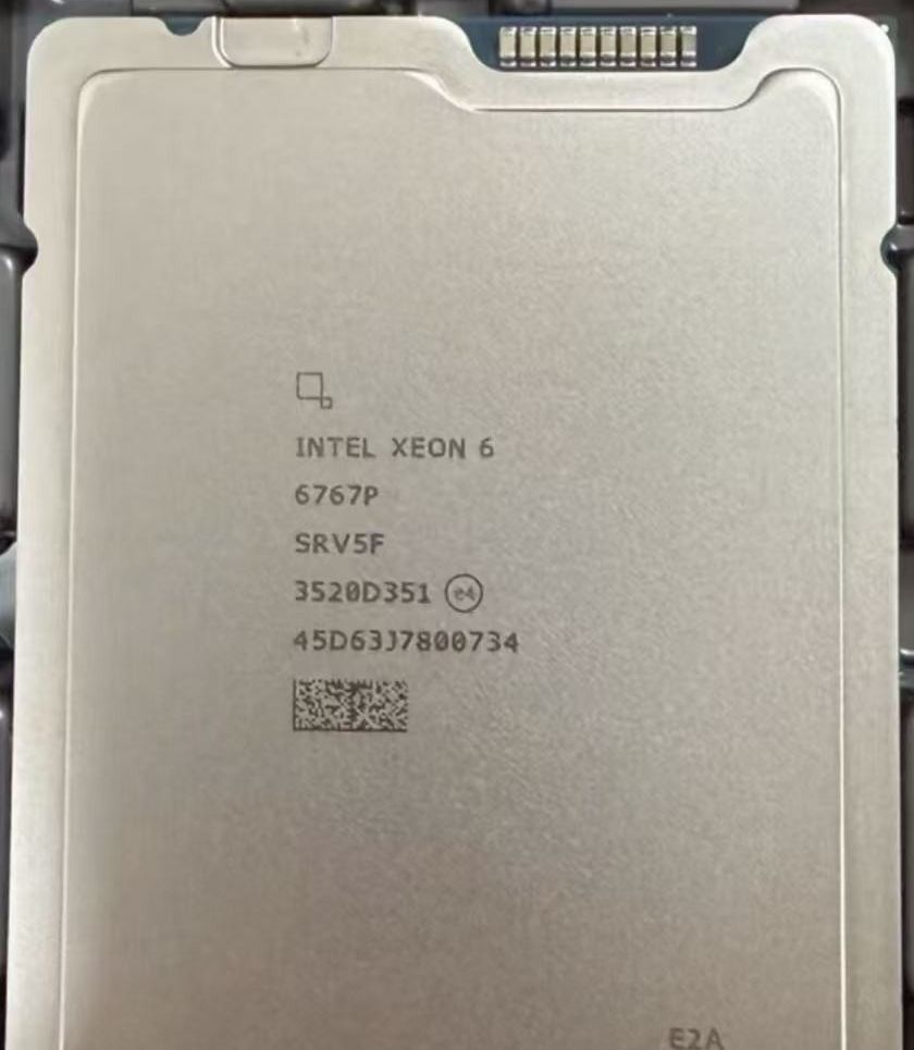 Intel Xeon processor, top face, laser-etched markings reading