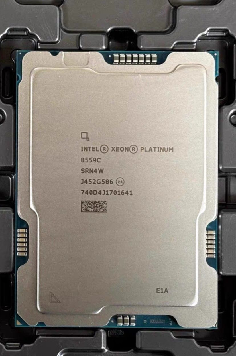 Intel Xeon processor, top face, laser-etched markings reading 