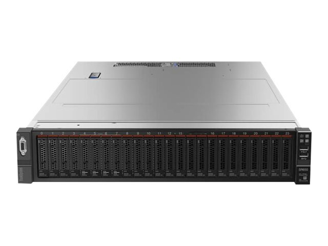 Lenovo ThinkSystem SR650 front view — 24x 2.5-inch AnyBay drive bays