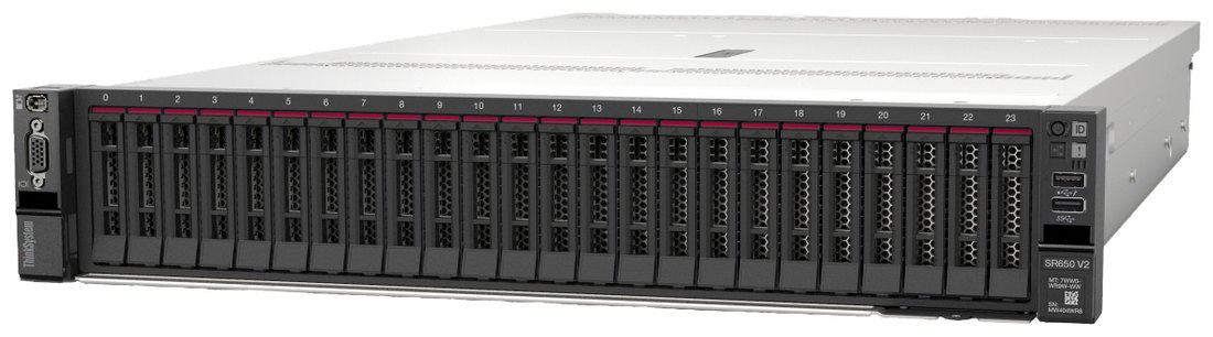 Lenovo ThinkSystem SR650 V2 front — hot-swap drive bays with Lenovo bezel