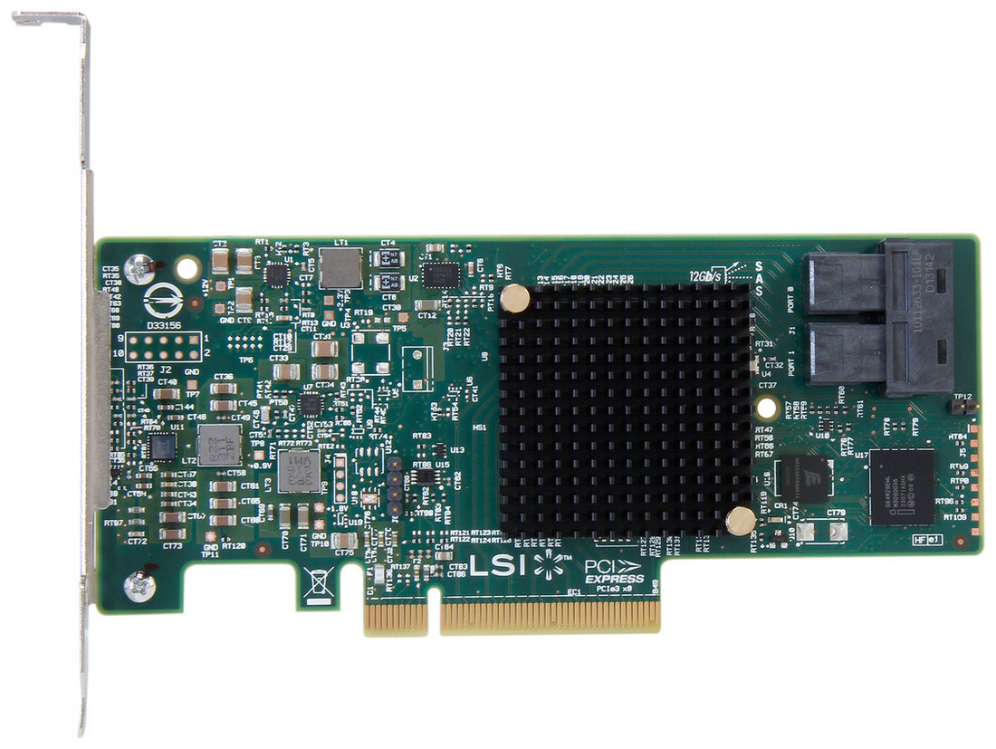 HBA LSI Broadcom 9300-8i 12Gb/s SAS con controlador SAS3008, dos puertos internos SFF-8643