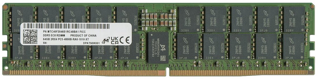 64GB 2Rx4 DDR5-4800 ECC RDIMM rear view with the module label showing 64GB 2RX4 PC5-4800B