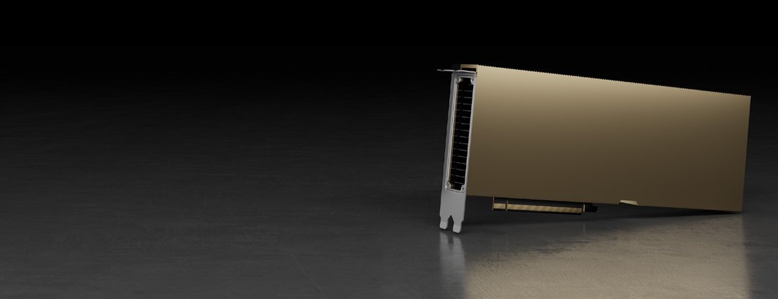 Visual oficial da NVIDIA A100 80GB PCIe — GPU de centro de dados passiva de dois slots com marcação A100