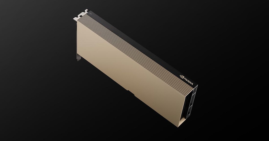 Offizielles NVIDIA-Render der A16 64GB — passiver Dual-Slot-Beschleuniger mit vier Ampere-GPUs auf einer Platine